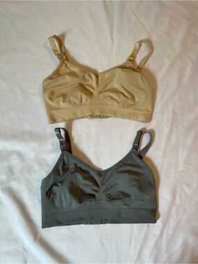 Boderma Maternity Wireless Comfort Nursing Bras‎ — Beige & Charcoal, Size XL